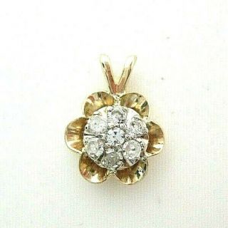Vintage Antique 14k Yellow Gold Diamond Pendant 0.  25tw