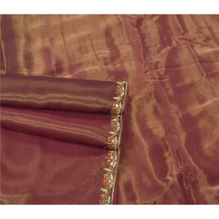 Sanskriti Vintage Dark Red Sarees Pure Silk Hand Beads Woven Sari Premium Fabric 2