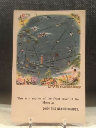 Vintage Advertising Postcard Don The Beachcomber Restaurant Menu Cover