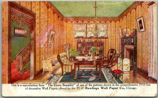 Vintage 1910 Chicago Advertising Postcard Hp Rawlings Wall Paper Salesman 