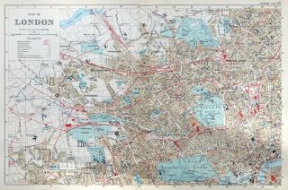 North West London,  1910 - Antique Map / City Plan,  Bacon.