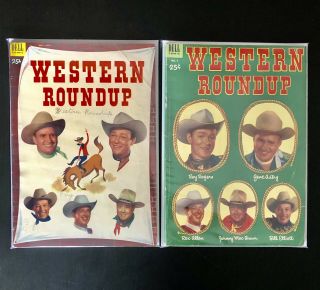 (2) Giant Western Roundup - Dell Comics - Golden Age - Gene Autry & Roy Rogers