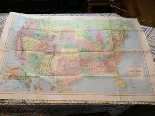 Vintage Rand Mcnally Map Of The United States Of America Large Map Pre Owned