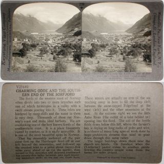 Keystone Stereoview Odde & So End Of Sorfjord,  Norway Of Rare 1200 Card Set 270