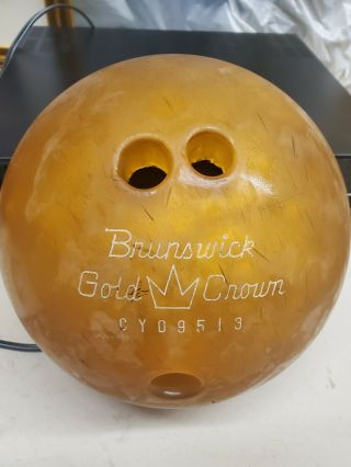 Vintage Brunswick Gold Crown Bowling Ball Cy09513 13lbs