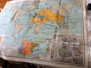 Vintage A.  J.  Nystrom &co Sg4 Age Of Discovery School Map Very Large 38 X 49inch.