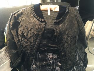 Antique Victorian Silk And Velvet Mourning Jacket As Found Deadstock Label