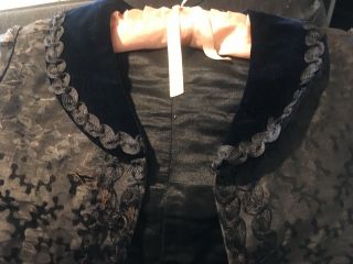 Antique Victorian Silk And Velvet Mourning Jacket As Found Deadstock Label 2