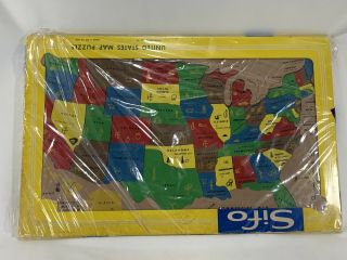 Vintage Sifo Wooden Map Puzzle Of The U.  S.  A.  With Box Complete