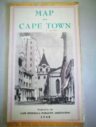 Vintage Map Of Cape Town South Africa 1948 Travel Brochure