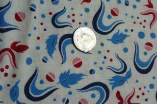VTG Cotton full Feedsack w/ Red,  Dark & light Blue on white fabric 36 