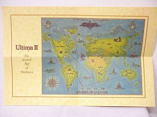 Ultima Ii The Second Age Of Darkness Vintage Map The Revenge Of The Enchantress