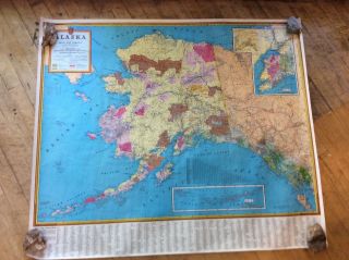 Vintage Alaska Map,  By Kroll In Seattle,  Roll Up Wall Map