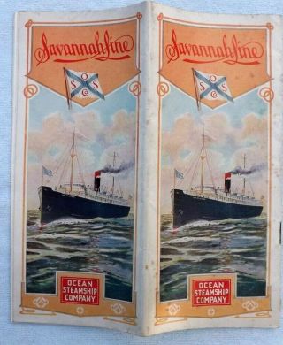 Vintage Antique Rare 1912 Savannah Line Ocean Steamship Company Brochure Maps