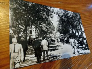 Vintage Real Photo Postcard Of The Ramblas Barcelona
