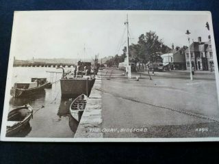 Bideford,  Devon,  Vintage 1950s Postcard Showing The Quay And War Time Mtboat