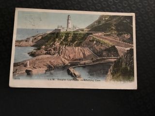 Vintage Postcard - Isle Of Man - Douglas Lighthouse And Bathing Pool 1906 M5