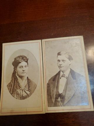 Vintage Antique Young Couple Cabinet Card Photos Quincy Illinois Cdv