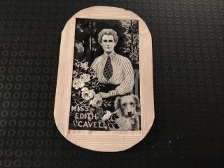 Vintage Postcard - Miss Edith Cavell With Dog - Stitched On Material - R31