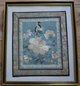Finest Antique Qing 19thc Chinese Hand Embroidered Silk Panel With
