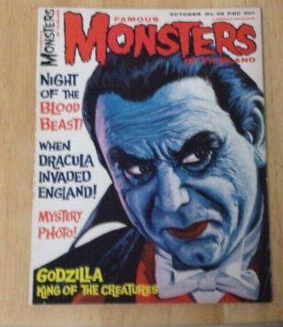 Famous Monsters Warren 35 Glossy Sharp Fn - - Godzilla,  Blood Beast,  Dracula Cov.