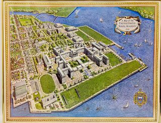 Vintage 1978 Map Of United States Naval Academy James Richardson