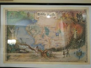 Vintage Lord Of The Rings Middle Earth Map 1976 J.  R.  R.  Tolkien Aquila Jr.  & Janoff