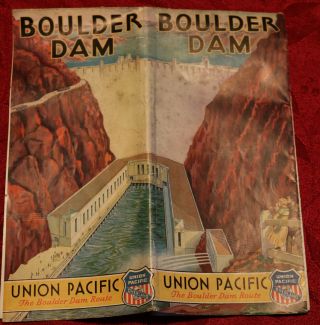 Rare Vintage Union Pacific – Boulder Dam Brochure W/color Map By Eddy,  May 1934