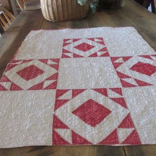 Christmas Crafting Antique C1880s Red White Quilt Pc 28x24