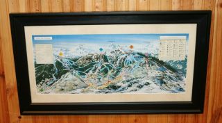 Vintage Snowmass Colorado Ski Area Resort Framed Trail Map Skiing - 27 " X 15 "