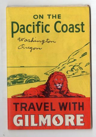 Vintage Gilmore Red Lion Gasoline Map California,  Washington,  Oregon