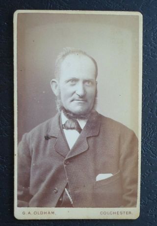 Cdv - Man With Sideburns / Beard By G A Oldham Colchester Carte De Visite