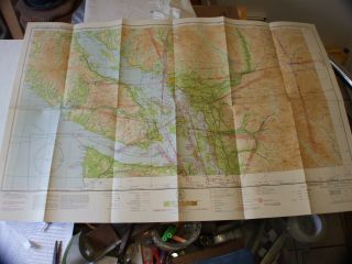 Vintage Rare 1942 Restricted Aeronautical Chart Map Bellingham,  Wa Usa&canada