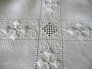 Vintage Lefkara Tablecloth Hand Embroidered - Linen - 44 " Sq.