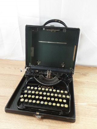 Vintage Antique Corona Four Typewriter And In Case See Pictures