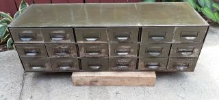 Vintage Lyons18 Drawer Metal Parts Cabinet (12 " Deep) Label Holders Usa - Lgs