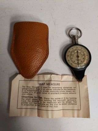Vintage German Germany Opisometer Compass Map Distance Measurer Reader W/case