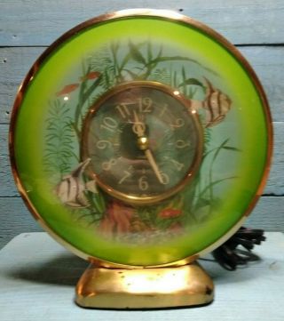 Vintage 1950s Sessions Aquarius Angel Fish Clock With Light Only