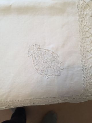 French Linen And Lace Monogrammed Pillow Case