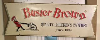 Vintage Buster Brown Shoe Store Double Sided Sign 46 X 17 Inch Advertising Old
