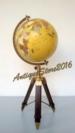 Nautical Replogle World Globe 12 " Atlas Map Antique Finish Tripod Stand Christma