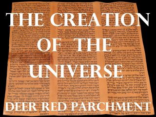 Torah Bible Scroll Manuscript Red Parchment Genesis The Creation Of The Universe