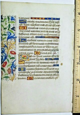 Medieval Boh Leaf,  Deco.  Gold Washed Initials&borders,  C.  1490