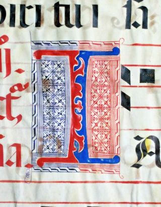 Huge Antiphonary Manuscript Leaf,  Vellum,  Fancy I&unusual J&m Initia.  Ca.  1500 129