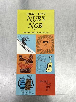 Nub’s Nob Vintage 1960 - 61 Ski Brochure Trail Map Michigan Travel Souvenir