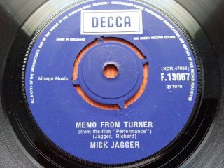 Mick Jagger - Memo From Turner 1970 7  Decca Company Sleeve Ex