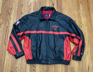 Atlanta Hawks Vintage 90s Pro Player Heavy Leather Nba Basketball Bomber Jacket