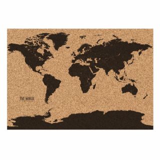 Gift Republic Corkboard World Map Atlas Matte Finish With 25x Pins & Gift Tube