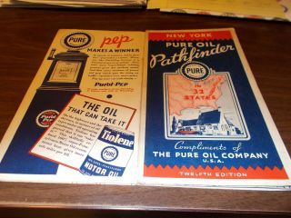1935 Pure Oil York Vintage Road Map/ Cover Art