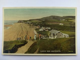 Clarach Near Aberystwyth Vintage Colour Postcard 1937